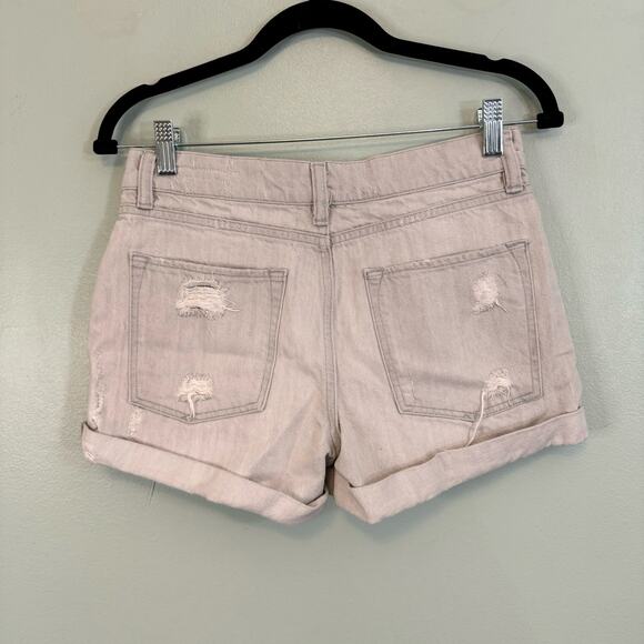 All Saints Jean Mom Shorts Womens 28 Gray Denim Distressed Wash Cuffed Casual - Picture 2 of 7